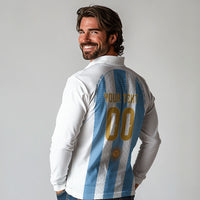 Argentina Hattrick WC26 Custom Long Sleeve Polo Shirt Triple Strike Football Albiceleste Fan
