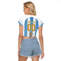 Argentina Hattrick WC26 Custom Raglan Cropped T Shirt Triple Strike Football Albiceleste Fan