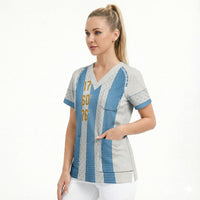 Argentina Hattrick WC26 Custom Scrub Top Triple Strike Football Albiceleste Fan