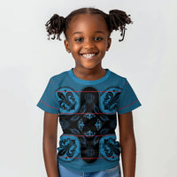 Bafokeng Rabbit Crown Palesa ea kharanium Kid T shirt Blue Seanamarena Basotho Blanket Inspired