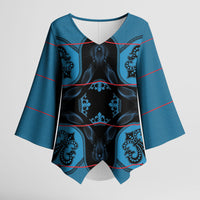 Bafokeng Rabbit Crown Palesa ea kharanium Kimono Sleeve Blouse Blue Seanamarena Basotho Blanket Inspired