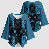 Bafokeng Rabbit Crown Palesa ea kharanium Kimono Sleeve Blouse Blue Seanamarena Basotho Blanket Inspired