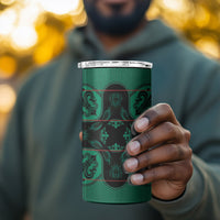 Bafokeng Rabbit Crown Palesa ea kharanium 4 in 1 Can Cooler Tumbler Green Seanamarena Basotho Blanket Inspired