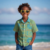 Green Hearts Crown Traditional Geometry Kid Hawaiian Shirt Seanamarena Basotho Blanket Inspired