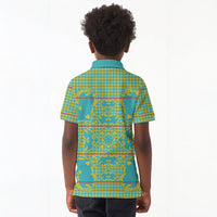 Green Hearts Crown Traditional Geometry Kid Polo Shirt Seanamarena Basotho Blanket Inspired