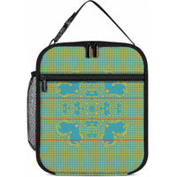 Green Hearts Crown Traditional Geometry Lunch Bag Seanamarena Basotho Blanket Inspired