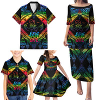 Tonga LGBT Family Matching Puletasi Dress and Hawaiian Shirt Love Is Love Ngatu Rainbow Water Color - Wonder Print Shop