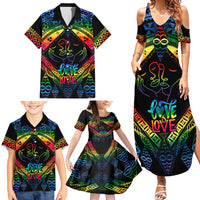 Tonga LGBT Family Matching Summer Maxi Dress and Hawaiian Shirt Love Is Love Ngatu Rainbow Water Color - Wonder Print Shop