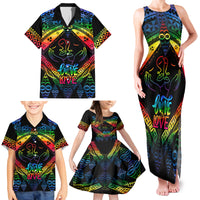 Tonga LGBT Family Matching Tank Maxi Dress and Hawaiian Shirt Love Is Love Ngatu Rainbow Water Color - Wonder Print Shop