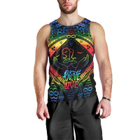 Tonga LGBT Men Tank Top Love Is Love Ngatu Rainbow Water Color - Wonder Print Shop