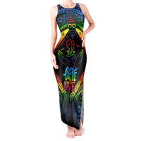Tonga LGBT Tank Maxi Dress Love Is Love Ngatu Rainbow Water Color - Wonder Print Shop