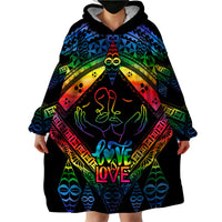 Tonga LGBT Wearable Blanket Hoodie Love Is Love Ngatu Rainbow Water Color - Wonder Print Shop