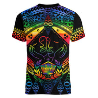 Tonga LGBT Women V Neck T Shirt Love Is Love Ngatu Rainbow Water Color - Wonder Print Shop