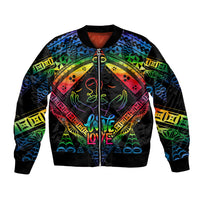 Personalised Tonga LGBT Bomber Jacket Love Is Love Ngatu Rainbow Water Color LT9 - Wonder Print Shop