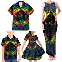 Personalised Tonga LGBT Family Matching Tank Maxi Dress and Hawaiian Shirt Love Is Love Ngatu Rainbow Water Color - Wonder Print Shop