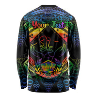 Personalised Tonga LGBT Long Sleeve Shirt Love Is Love Ngatu Rainbow Water Color - Wonder Print Shop