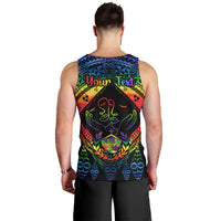 Personalised Tonga LGBT Men Tank Top Love Is Love Ngatu Rainbow Water Color - Wonder Print Shop