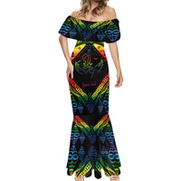 Personalised Tonga LGBT Mermaid Dress Love Is Love Ngatu Rainbow Water Color - Wonder Print Shop