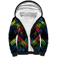 Personalised Tonga LGBT Sherpa Hoodie Love Is Love Ngatu Rainbow Water Color - Wonder Print Shop
