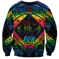 Personalised Tonga LGBT Sweatshirt Love Is Love Ngatu Rainbow Water Color - Wonder Print Shop