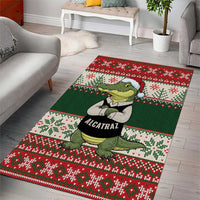 Funny Christmas Alligator Santa Area Rug Knitted Pattern - Wonder Print Shop