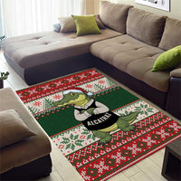 Funny Christmas Alligator Santa Area Rug Knitted Pattern - Wonder Print Shop