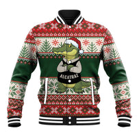 Funny Christmas Alligator Santa Baseball Jacket Knitted Pattern - Wonder Print Shop