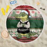 Funny Christmas Alligator Santa Beach Blanket Knitted Pattern - Wonder Print Shop