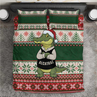 Funny Christmas Alligator Santa Bedding Set Knitted Pattern - Wonder Print Shop