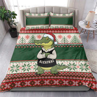 Funny Christmas Alligator Santa Bedding Set Knitted Pattern - Wonder Print Shop