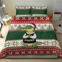 Funny Christmas Alligator Santa Bedding Set Knitted Pattern - Wonder Print Shop