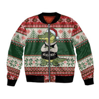 Funny Christmas Alligator Santa Bomber Jacket Knitted Pattern - Wonder Print Shop