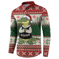 Funny Christmas Alligator Santa Button Sweatshirt Knitted Pattern - Wonder Print Shop