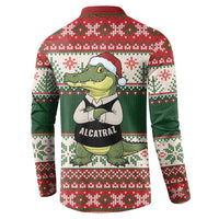 Funny Christmas Alligator Santa Button Sweatshirt Knitted Pattern - Wonder Print Shop