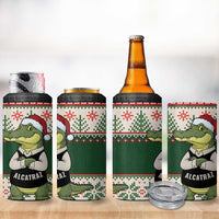 Funny Christmas Alligator Santa 4 in 1 Can Cooler Tumbler Knitted Pattern - Wonder Print Shop