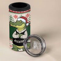 Funny Christmas Alligator Santa 4 in 1 Can Cooler Tumbler Knitted Pattern - Wonder Print Shop
