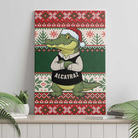Funny Christmas Alligator Santa Canvas Wall Art Knitted Pattern - Wonder Print Shop
