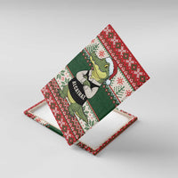 Funny Christmas Alligator Santa Canvas Wall Art Knitted Pattern - Wonder Print Shop