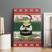 Funny Christmas Alligator Santa Canvas Wall Art Knitted Pattern - Wonder Print Shop