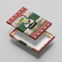 Funny Christmas Alligator Santa Canvas Wall Art Knitted Pattern - Wonder Print Shop