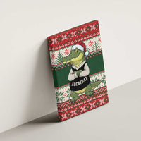 Funny Christmas Alligator Santa Canvas Wall Art Knitted Pattern - Wonder Print Shop