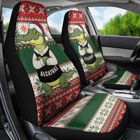 Funny Christmas Alligator Santa Car Seat Cover Knitted Pattern - Wonder Print Shop