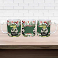 Funny Christmas Alligator Santa Ceramic Mug Knitted Pattern - Wonder Print Shop