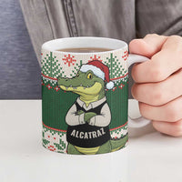 Funny Christmas Alligator Santa Ceramic Mug Knitted Pattern - Wonder Print Shop