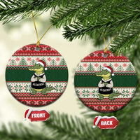 Funny Christmas Alligator Santa Ceramic Ornament Knitted Pattern - Wonder Print Shop