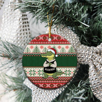 Funny Christmas Alligator Santa Ceramic Ornament Knitted Pattern - Wonder Print Shop