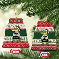 Funny Christmas Alligator Santa Ceramic Ornament Knitted Pattern - Wonder Print Shop