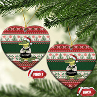 Funny Christmas Alligator Santa Ceramic Ornament Knitted Pattern - Wonder Print Shop