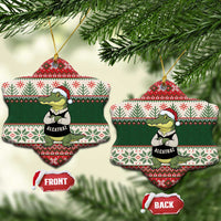 Funny Christmas Alligator Santa Ceramic Ornament Knitted Pattern - Wonder Print Shop