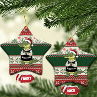 Funny Christmas Alligator Santa Ceramic Ornament Knitted Pattern - Wonder Print Shop